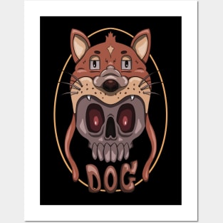 A skull demon wearing a cute dog Posters and Art